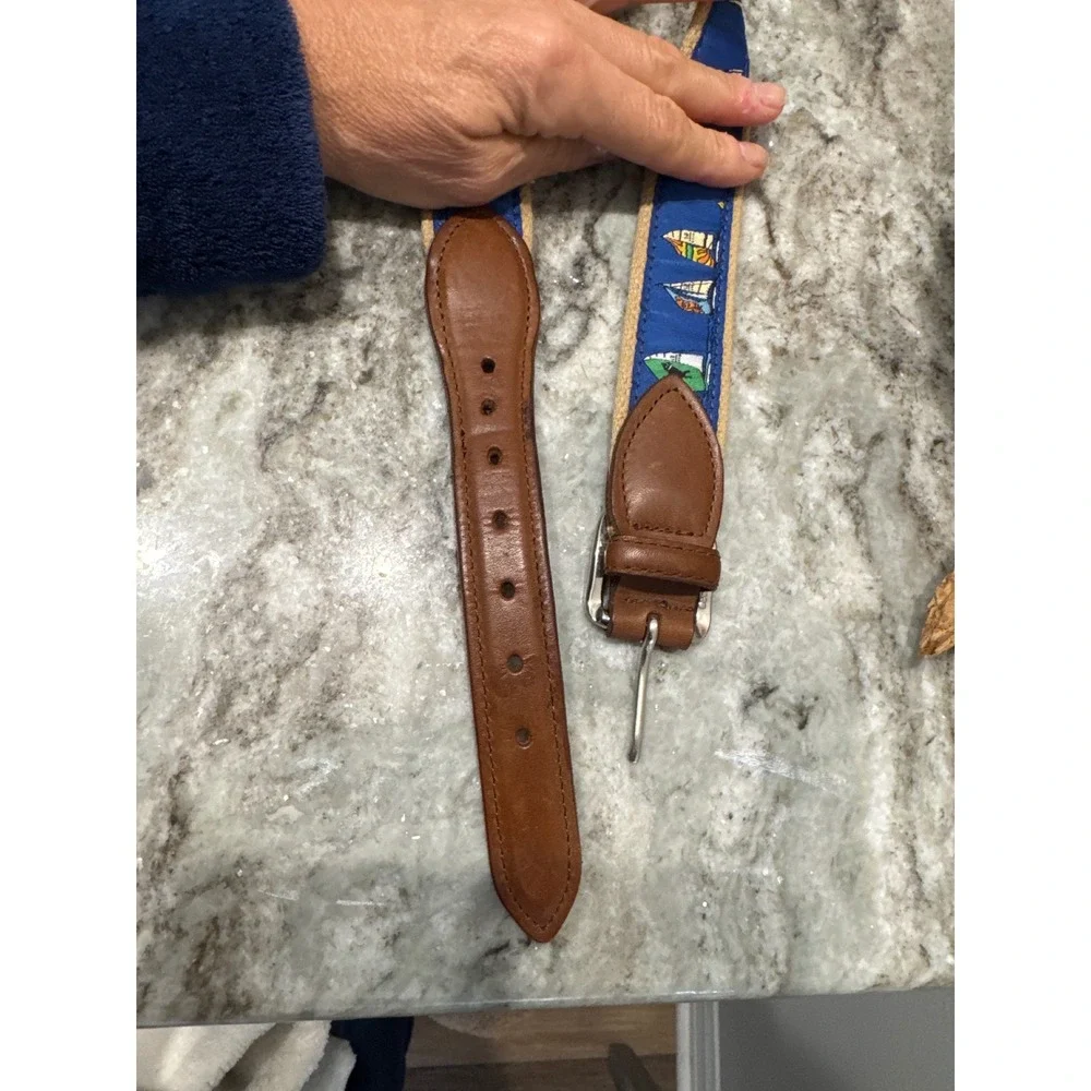 Men's Belted Cow Rounding‎ the Mark Ribbon Club Belt Blue Sailoat Nautical 33
